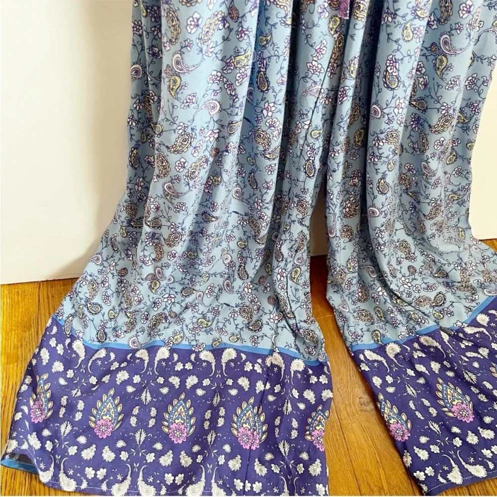 Jaase Wave Sapphire Jumpsuit blue floral print sleeveless drawstring waist - Picture 6 of 9